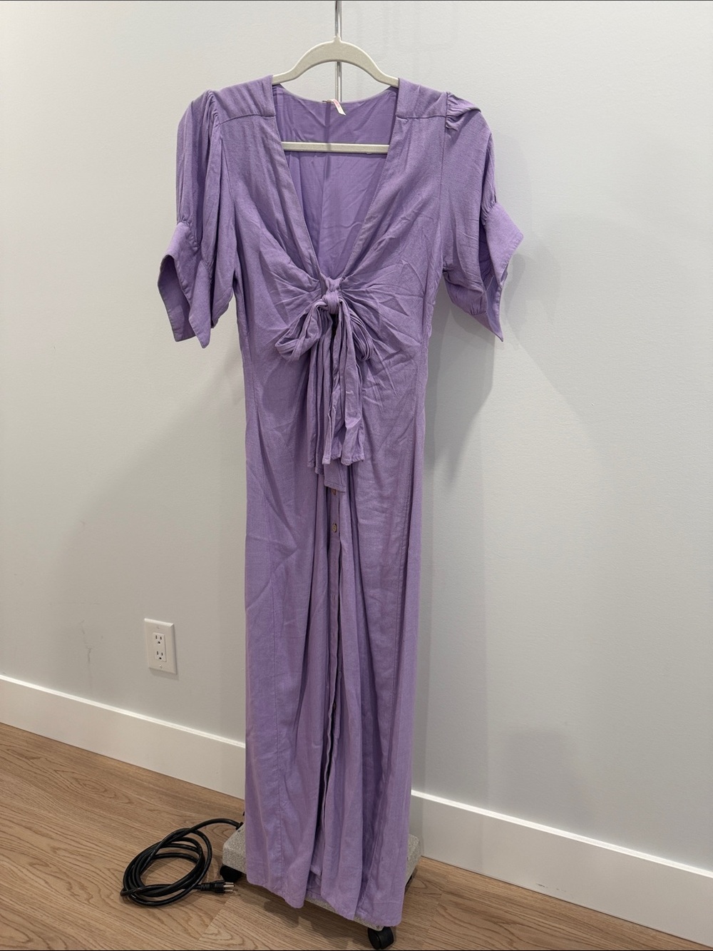 Free People String of Hearts Lavender Tie-Front Maxi Dress